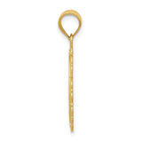 Solid Satin Pisces Word and Zodiac Sign Oval Charm Pendant in Real 14k Yellow Gold