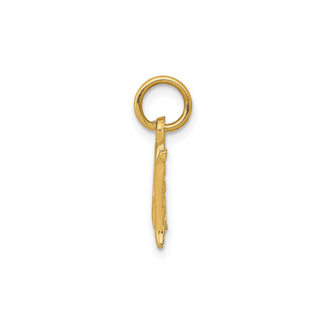 14k Yellow Gold Cross Pendant, Smooth Script Design, Polished Religious Charm for Men and Women