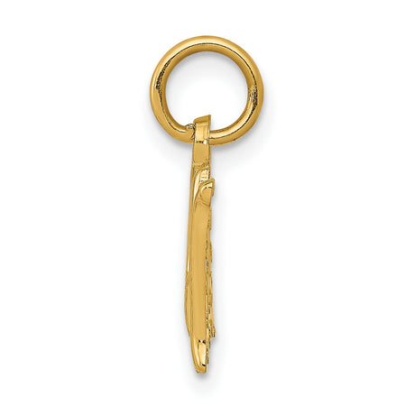 Polished Mom Word With Cross On Heart Charm Pendant in Real 14k Yellow Gold