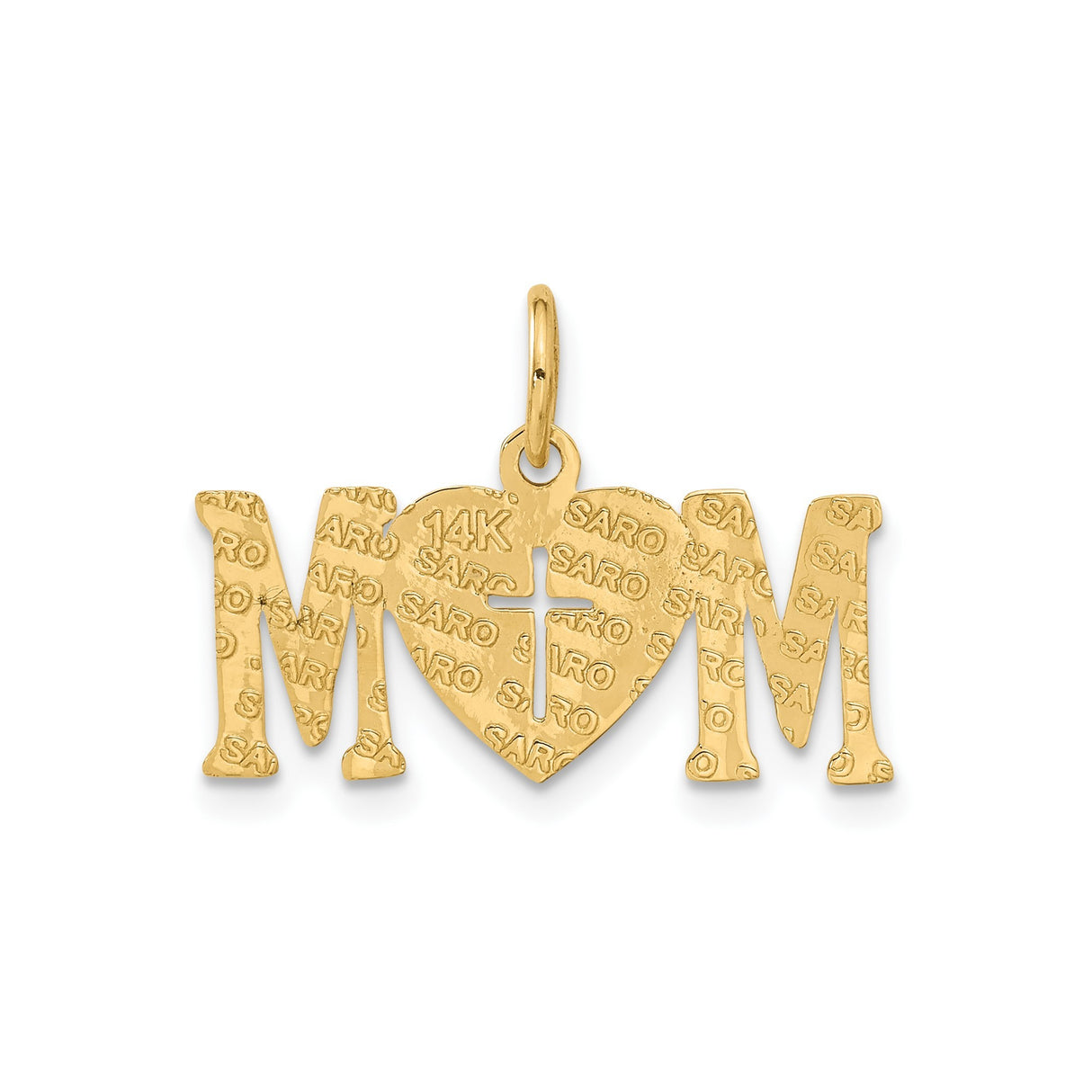 14k Yellow Gold Cross Pendant, Smooth Script Design, Polished Religious Charm for Men and Women