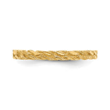 14k Yellow Gold Diamond Cut wedding band ring detail view