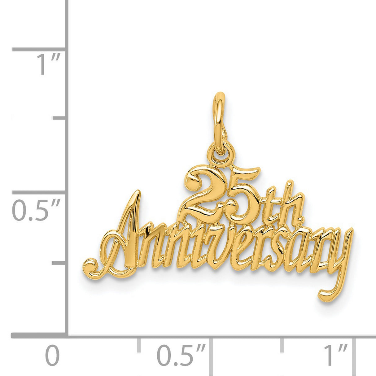 14k Yellow Gold 25th Anniversary Pendant, Script Style Marriage Milestone Charm for Women