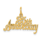 14k Yellow Gold 25th Anniversary Pendant, Script Style Marriage Milestone Charm for Women