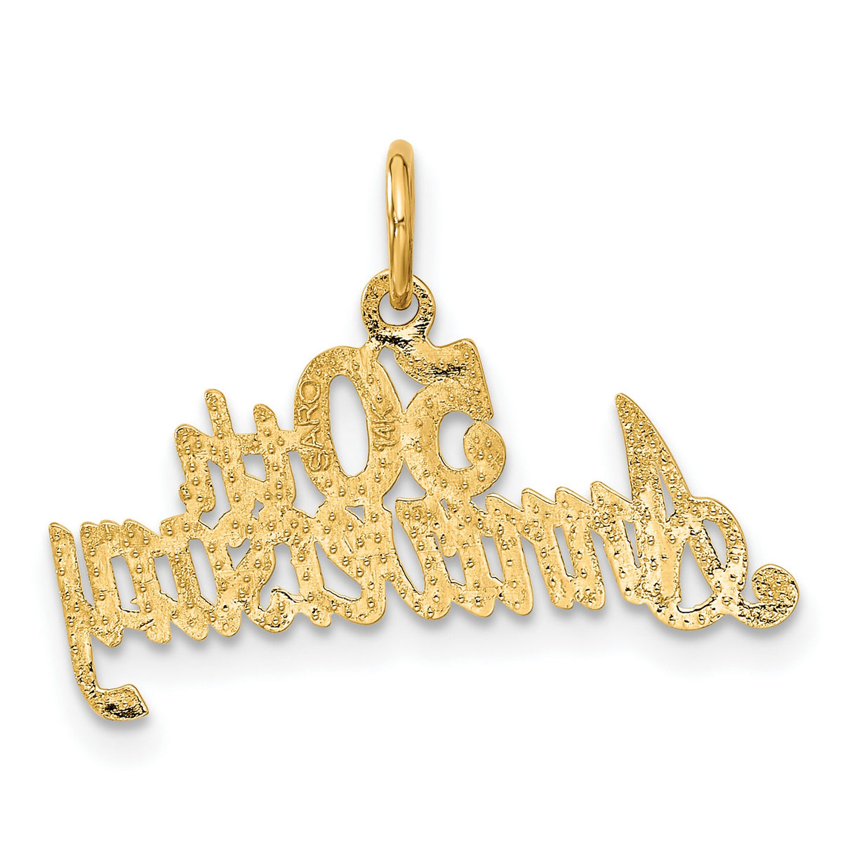 14k Yellow Gold 50th Anniversary Pendant with Script Design Milestone Charm for Women