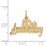 14k Yellow Gold 50th Anniversary Pendant with Script Design Milestone Charm for Women