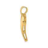 14k Yellow Gold Open Heart Pendant with Stylized Dove, Christian Religious Charm for Women