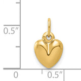 14k Yellow Gold Heart Pendant, Smooth Polished Charm, Minimalist Romantic Jewelry for Women
