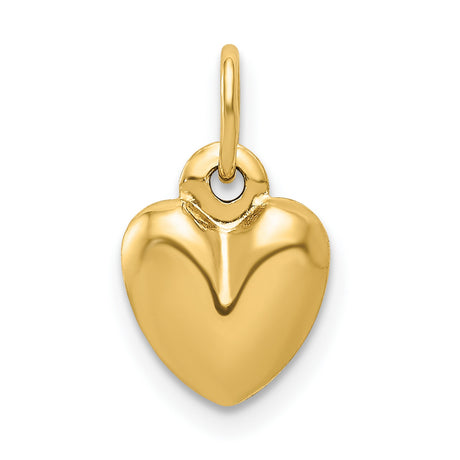 14k Yellow Gold Heart Pendant, Smooth Polished Charm, Minimalist Romantic Jewelry for Women