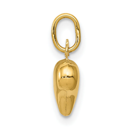 14k Yellow Gold Heart Pendant, Polished Puffed Mini Charm, Dainty Romantic Jewelry for Women
