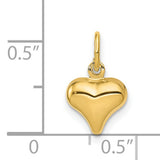 14k Yellow Gold Heart Pendant, Polished Puffed Mini Charm, Dainty Romantic Jewelry for Women