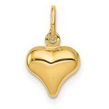 14k Yellow Gold Heart Pendant, Polished Puffed Mini Charm, Dainty Romantic Jewelry for Women