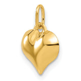 14k Yellow Gold Heart Pendant Charm, Smooth Polished Finish, Minimalist Love Design
