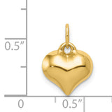 14k Yellow Gold Heart Pendant Charm, Smooth Polished Finish, Minimalist Love Design