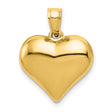 14k Yellow Gold Heart Pendant, Smooth Polished Finish, Classic Romantic Jewelry for Women