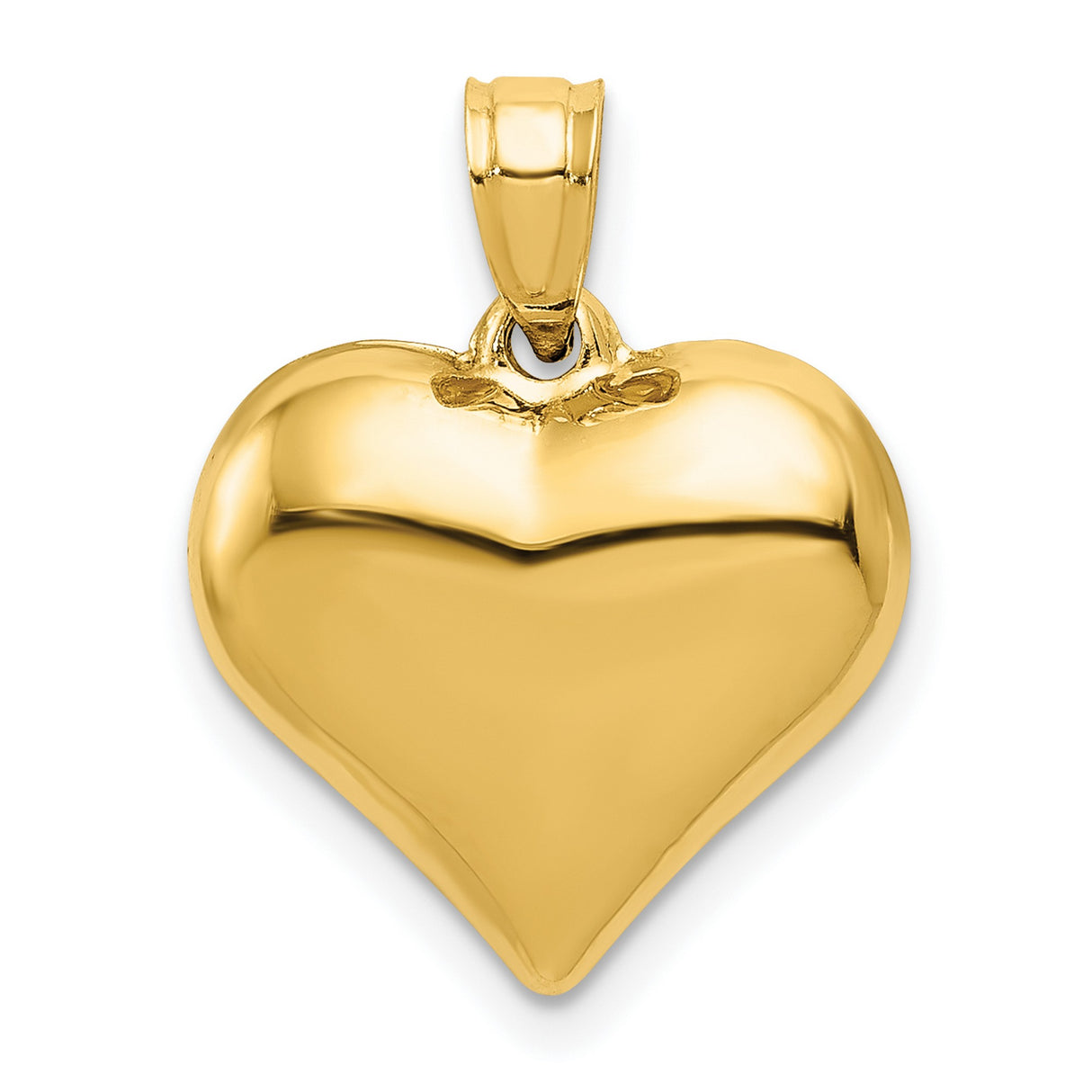 14k Yellow Gold Heart Pendant, Smooth Polished Finish, Classic Romantic Jewelry for Women