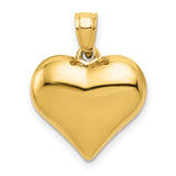 14k Yellow Gold Heart Pendant, Smooth Polished Finish, Classic Romantic Jewelry for Women