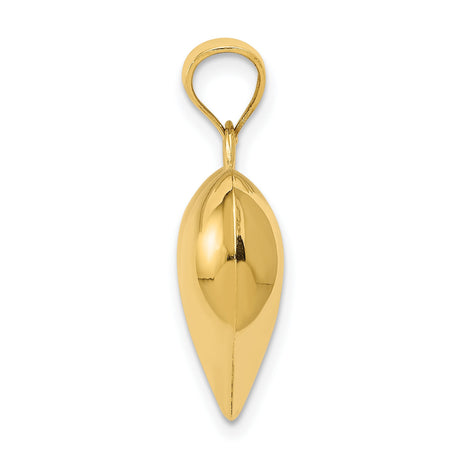 14k Yellow Gold Heart Pendant, Classic Puffed Charm with Polished High-Shine Finish for Women