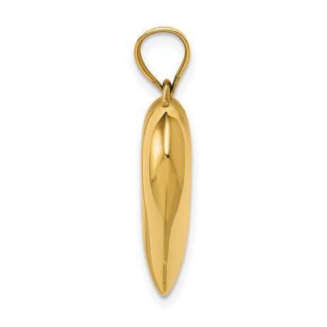 14k Yellow Gold Heart Pendant with Polished Finish, Classic Love Symbol Charm for Women