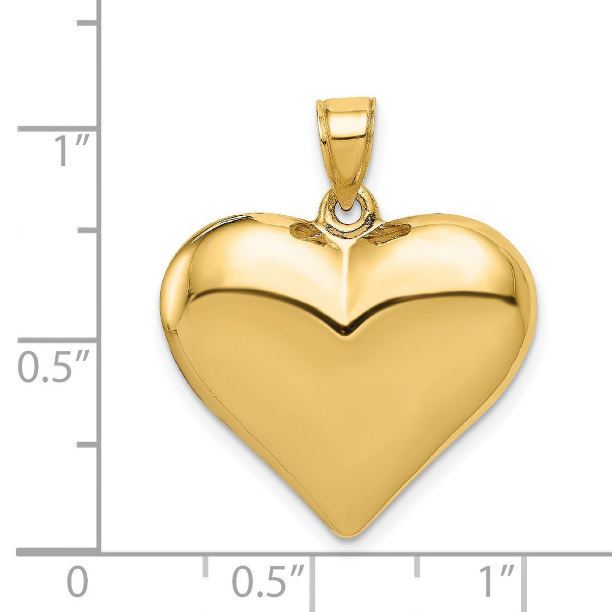 14k Yellow Gold Heart Pendant with Polished Finish, Classic Love Symbol Charm for Women