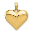 14k Yellow Gold Heart Pendant with Polished Finish, Classic Love Symbol Charm for Women