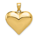 14k Yellow Gold Heart Pendant with Polished Finish, Classic Love Symbol Charm for Women