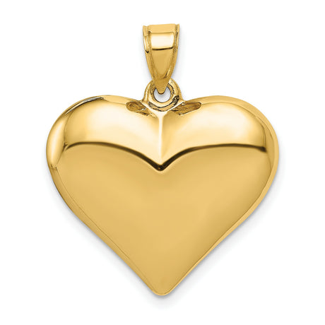 14k Yellow Gold Heart Pendant with Polished Finish, Classic Love Symbol Charm for Women