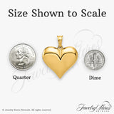 14k Yellow Gold Heart Pendant, Smooth Polished Finish, Romantic Dainty Charm for Women