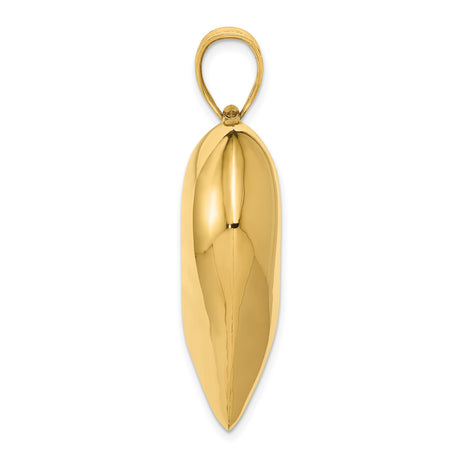 Puffed Heart Charm Pendant in Real 14k Yellow Gold
