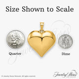 Puffed Heart Charm Pendant in Real 14k Yellow Gold