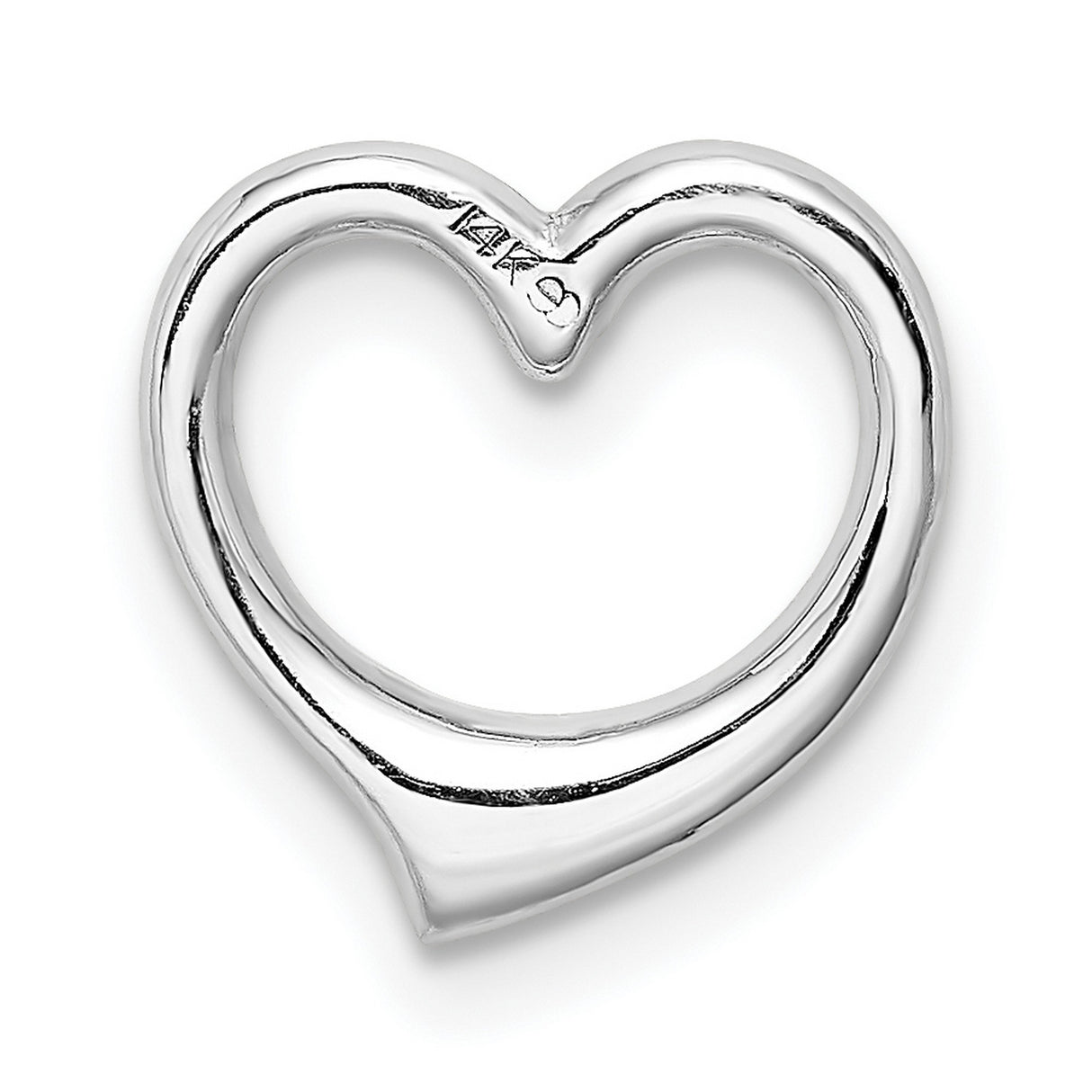 14k White Gold Heart Pendant, Open Minimalist Design, Romantic Jewelry for Women
