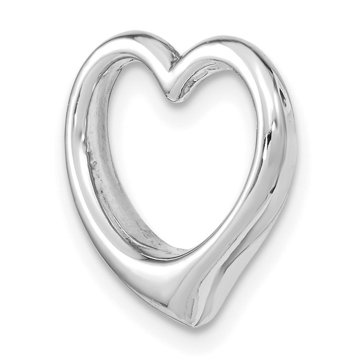 14k White Gold Open Heart Pendant, Minimalist Polished Design for Women
