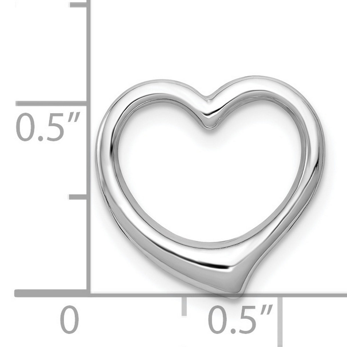 14k White Gold Open Heart Pendant, Minimalist Polished Design for Women