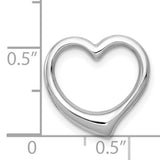 14k White Gold Open Heart Pendant, Minimalist Polished Design for Women