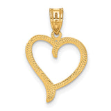 Heart Charm Pendant in Real 14k Yellow Gold