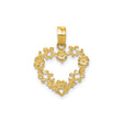 14k Yellow Gold Heart Pendant with Openwork Floral Scrollwork Design for Women