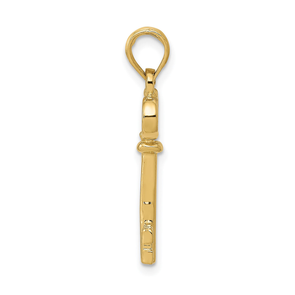 14k Yellow Gold Key Pendant, Vintage Style Skeleton Key Charm for Women