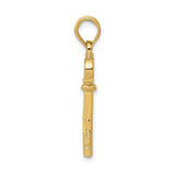 14k Yellow Gold Key Pendant, Vintage Style Skeleton Key Charm for Women