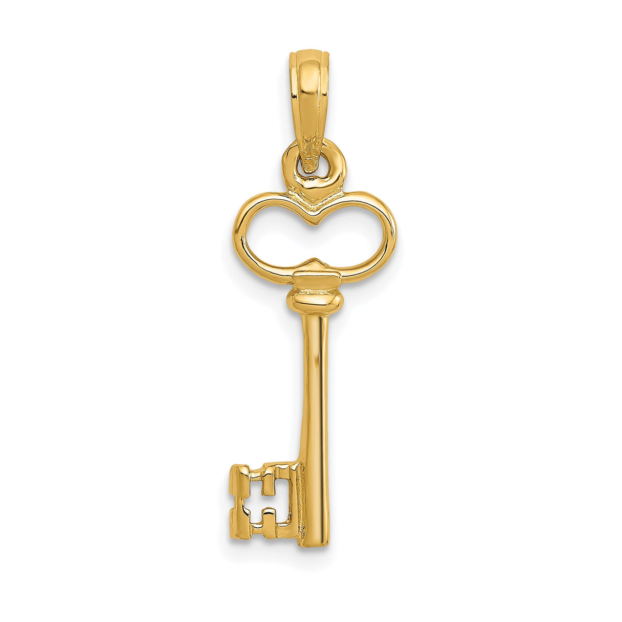 14k Yellow Gold Key Pendant, Vintage Style Skeleton Key Charm for Women