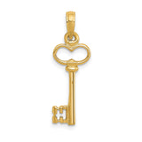 14k Yellow Gold Key Pendant, Vintage Style Skeleton Key Charm for Women