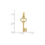 14k Yellow Gold Key Pendant, Vintage Style Skeleton Key Charm for Women