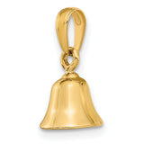 14k Yellow Gold Bell Pendant Charm with Movable 3D Church Bell Design, Spiritual Jewelry