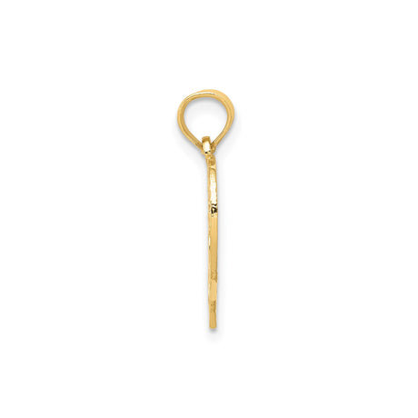 14k Yellow Gold Heart Pendant with Number 13, Vintage Filigree Charm