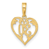 14k Yellow Gold Heart Pendant with Ornate Filigree Number 30 Design