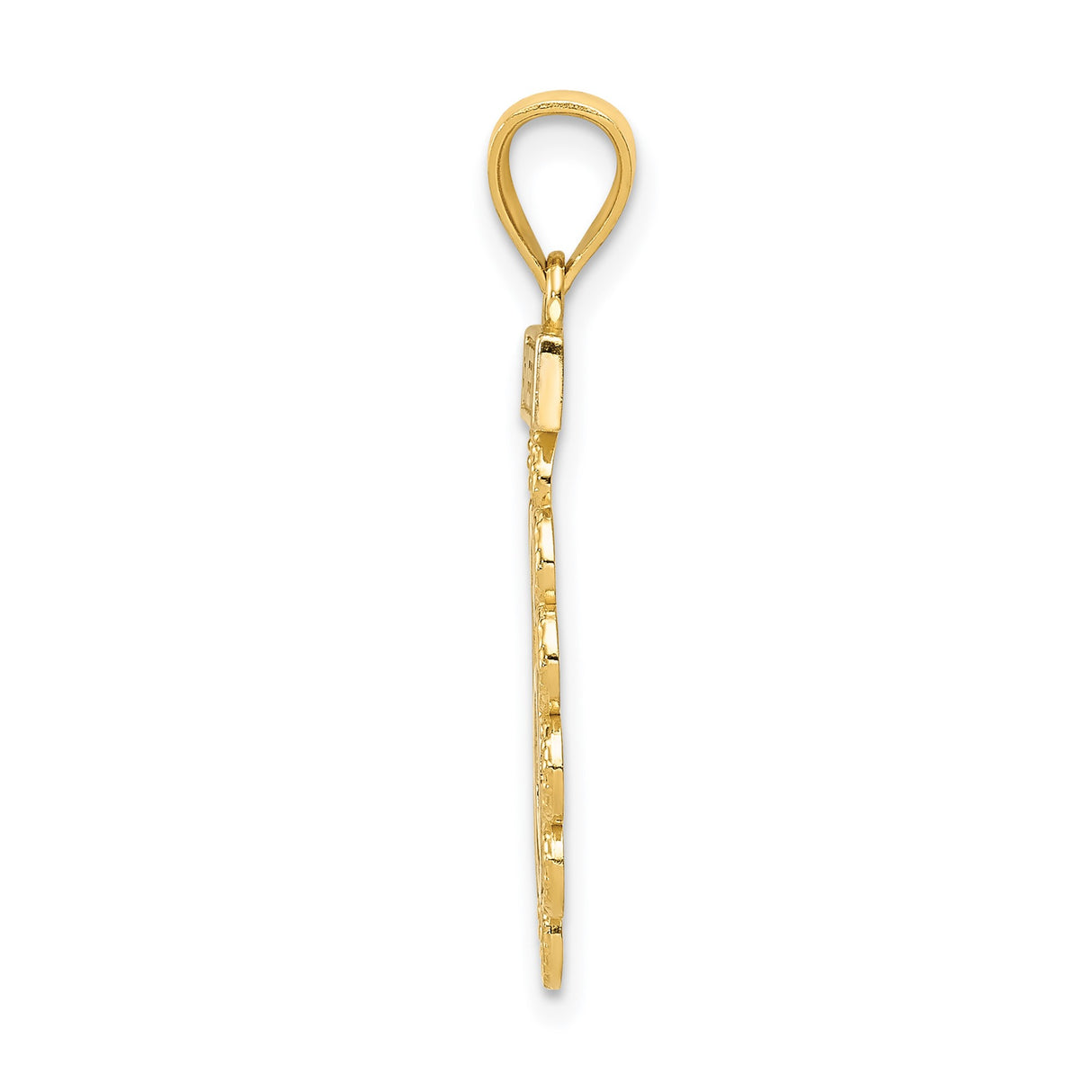 14k Multi-Tone Gold Sweet 16 Pendant, Oval Milestone Charm with Rhodium Scroll Design