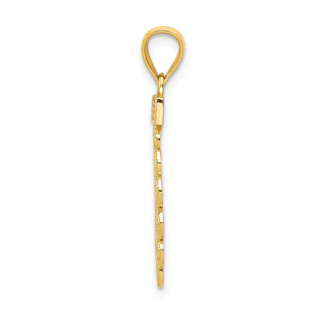 14k Multi-Tone Gold Sweet 16 Pendant, Oval Milestone Charm with Rhodium Scroll Design