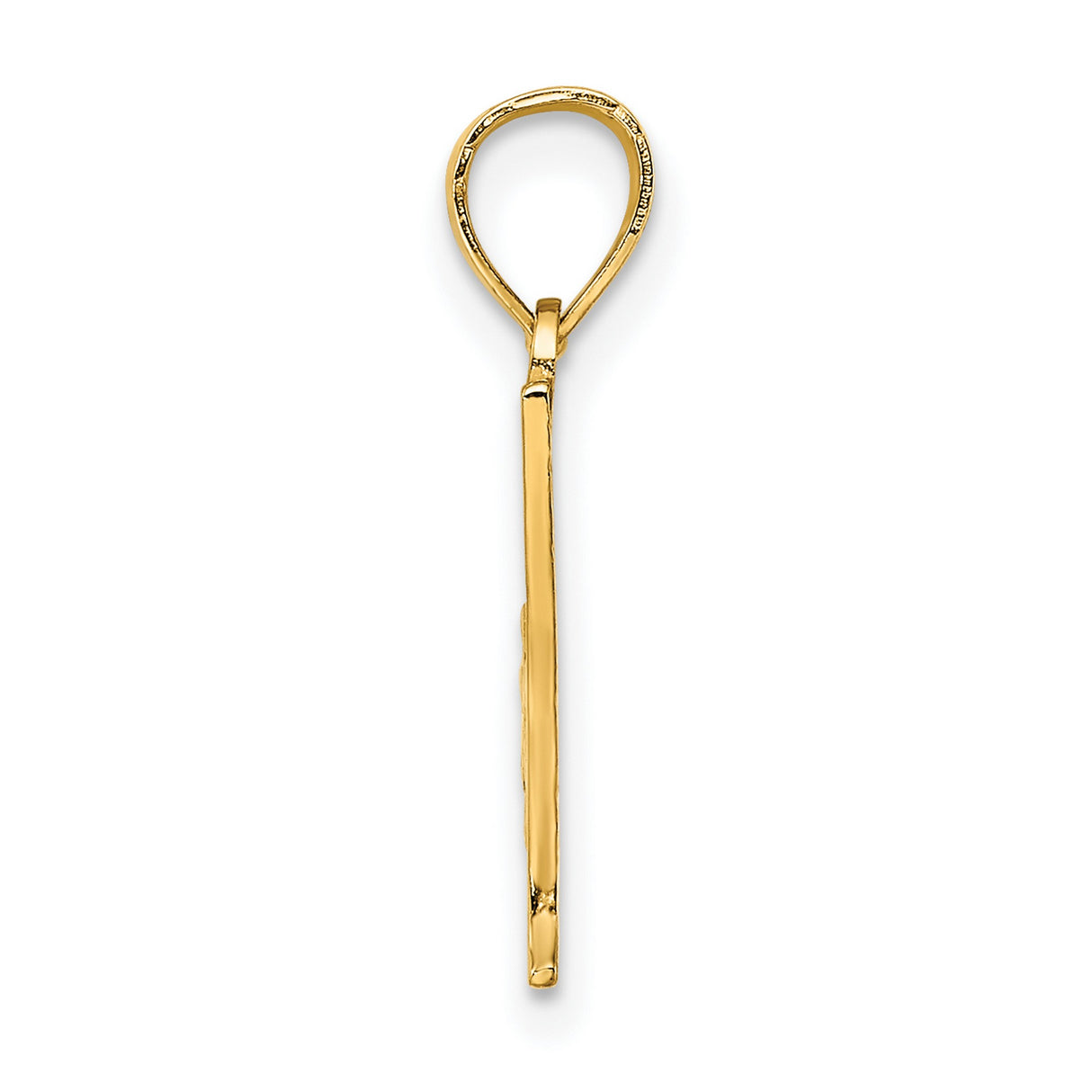 14k Yellow Gold Number One Pendant, Carved Detail Motivational Charm for Men or Women