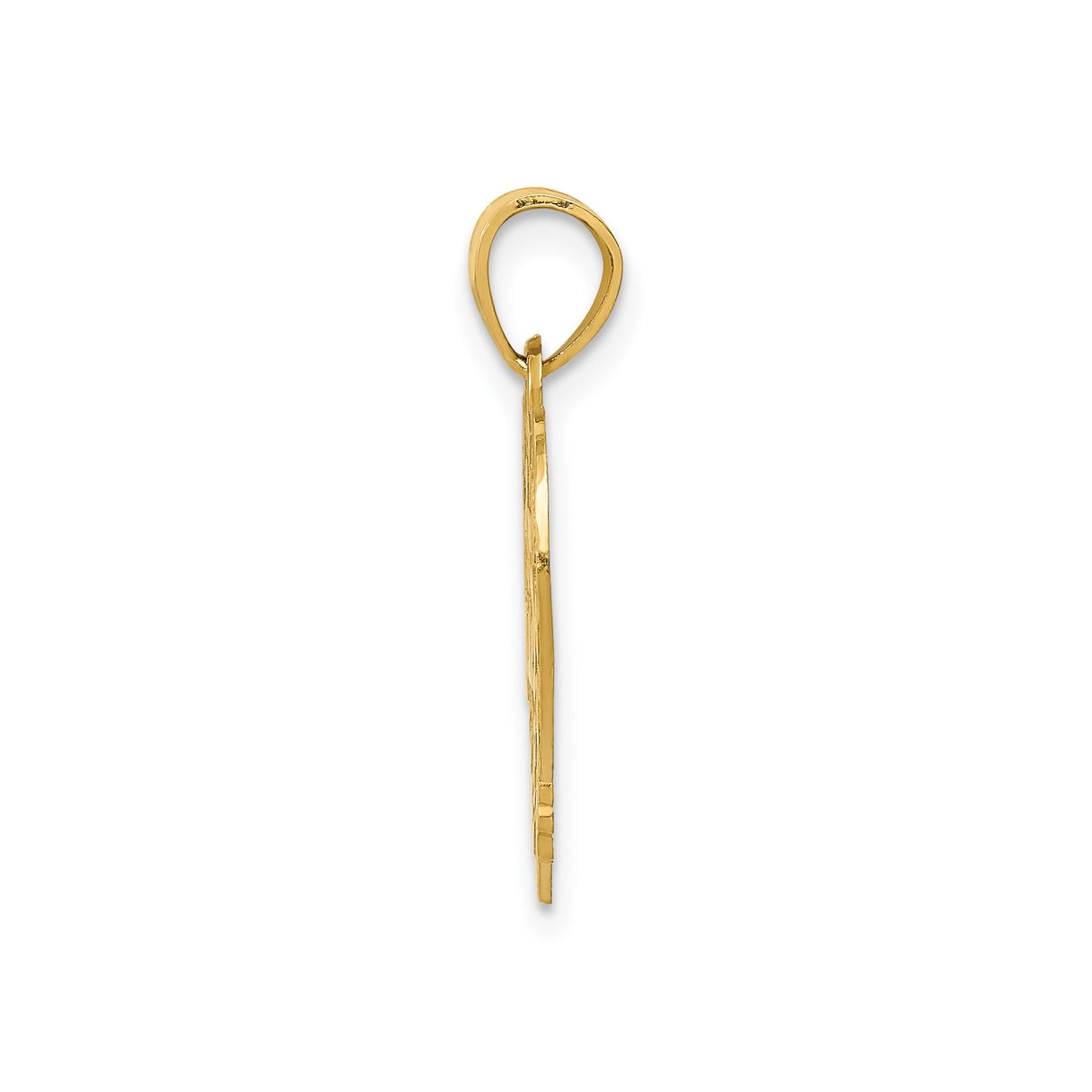 14k Yellow Gold Heart Pendant with Number 15, Floral Detail, Quinceañera Charm