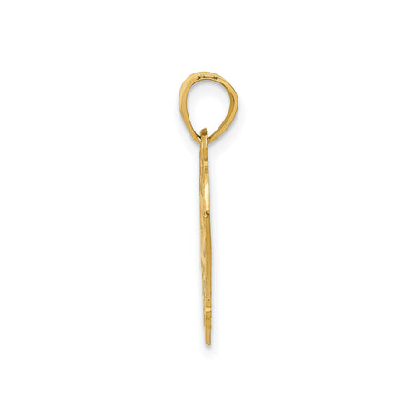 14k Yellow Gold Heart Pendant with Number 15, Floral Detail, Quinceañera Charm