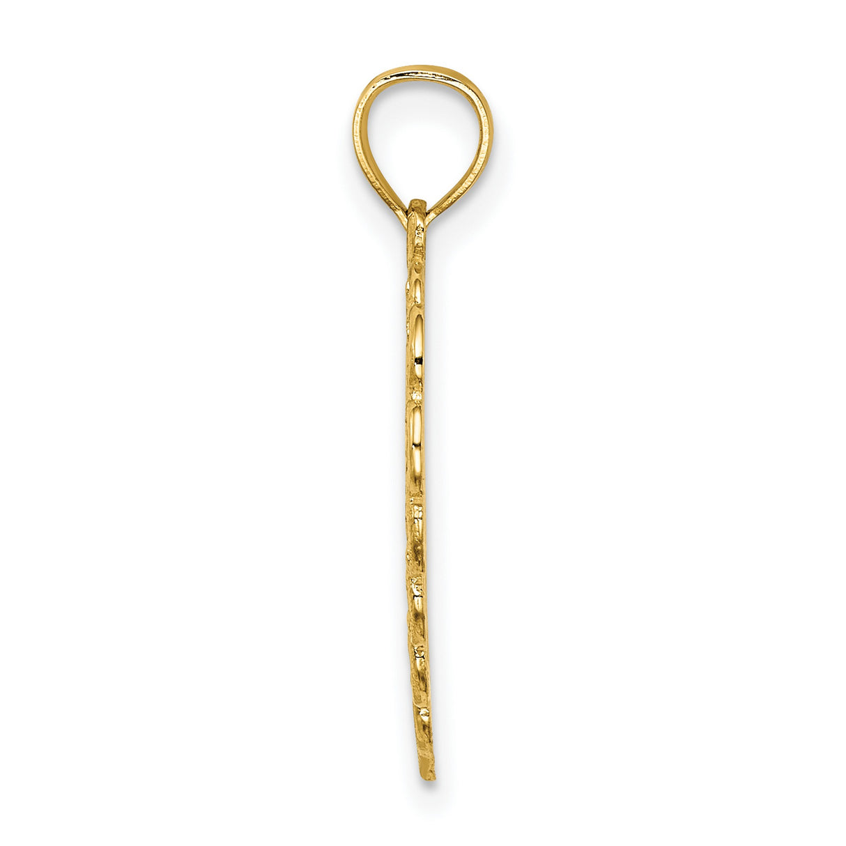 14k Yellow Gold Heart Pendant with Script Mother Design and Filigree Detailing