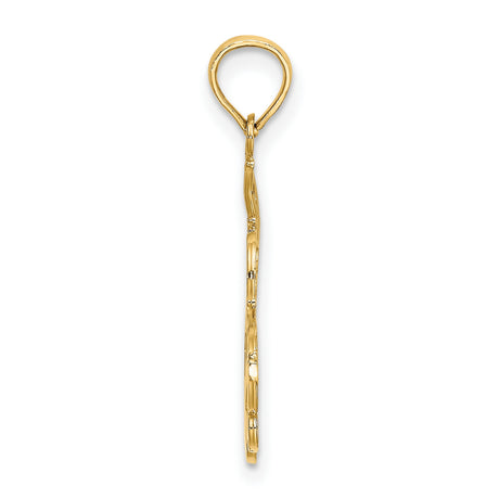 14k Yellow Gold Mom Pendant, Script Lettering I Love You Charm for Women